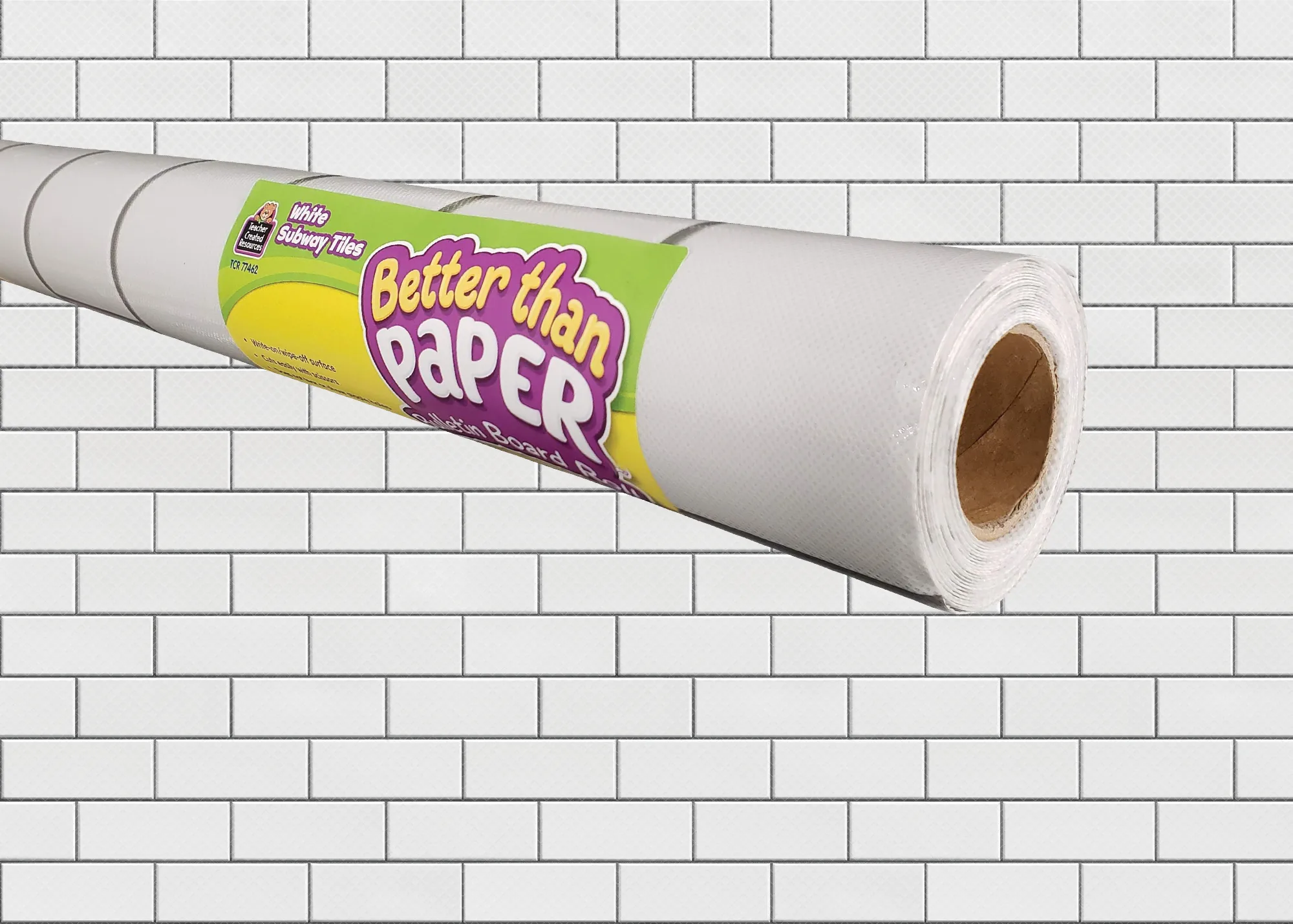 White Subway Tile Better Than Paper Bulletin Board Rol