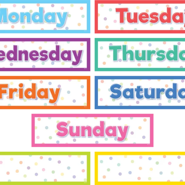 Colorful Magnetic Days of the Week
