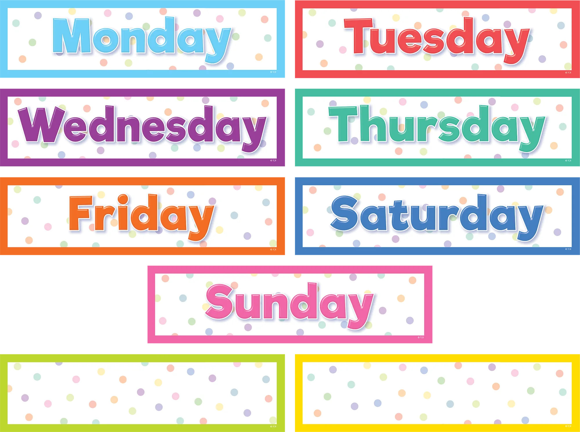Colorful Magnetic Days of the Week