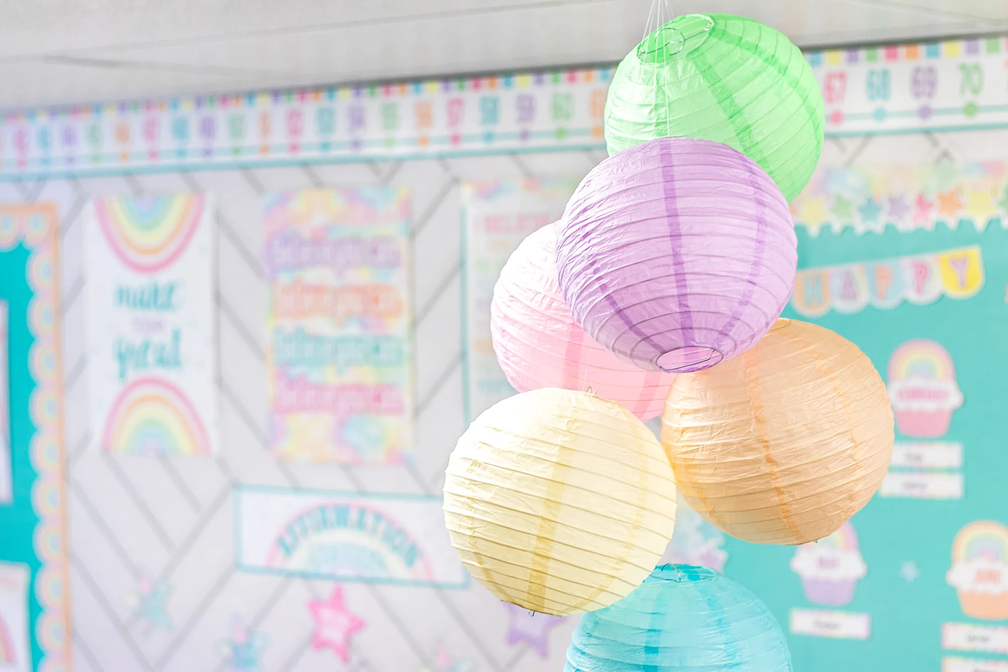 Pastel Pop 8" Hanging Paper Lanterns - Image 2