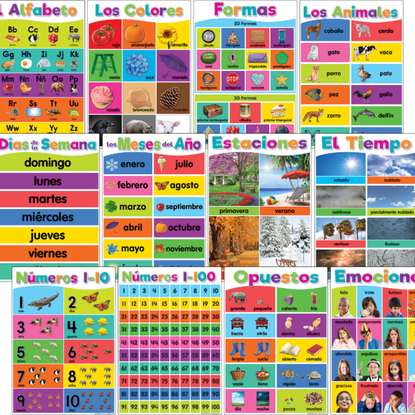 Spanish Colorful Early Learning Small Poster Pack