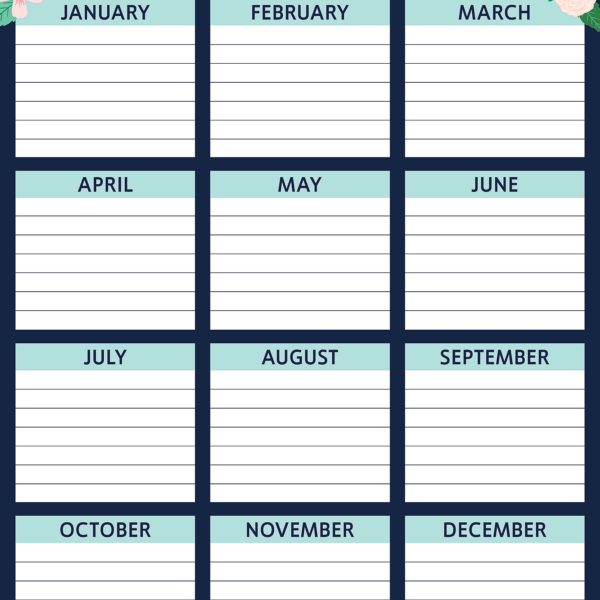 Wildflowers Happy Birthday Chart