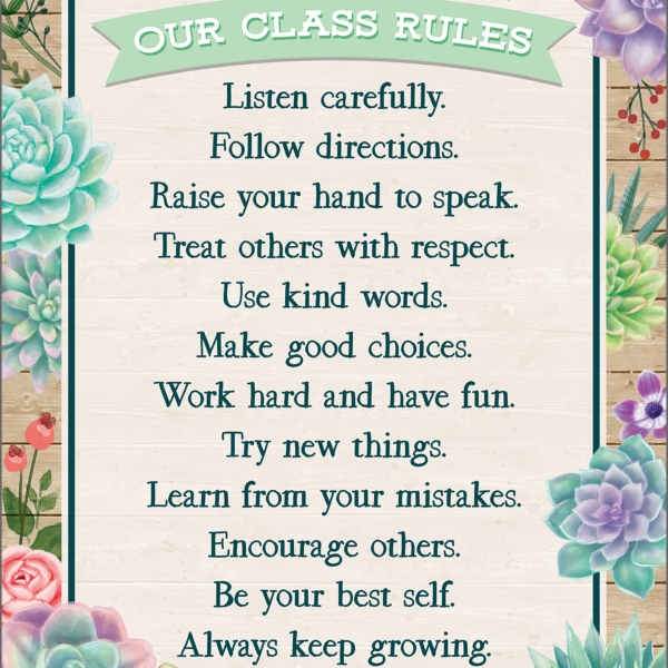 Rustic Bloom Our Class Rules Chart