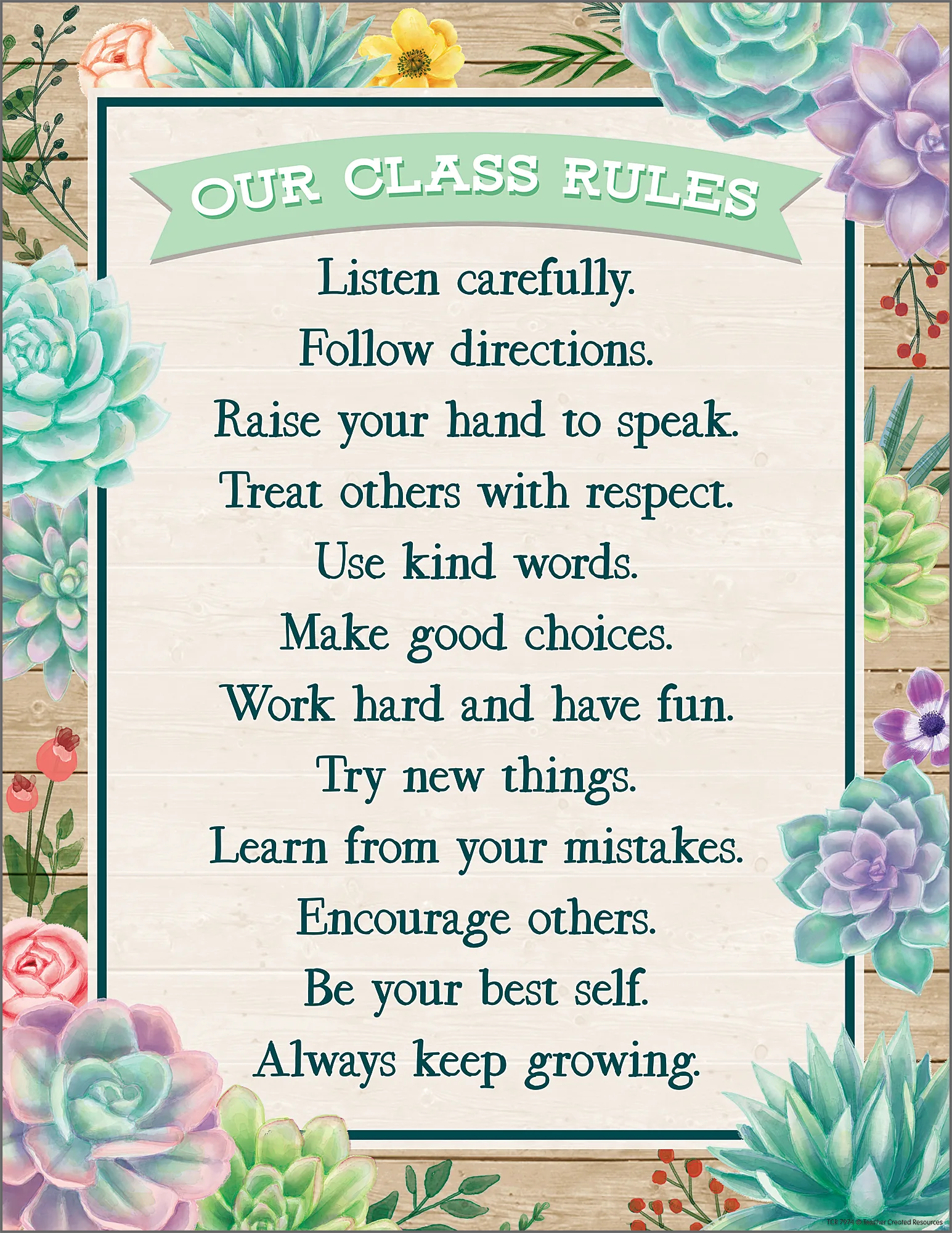 Rustic Bloom Our Class Rules Chart