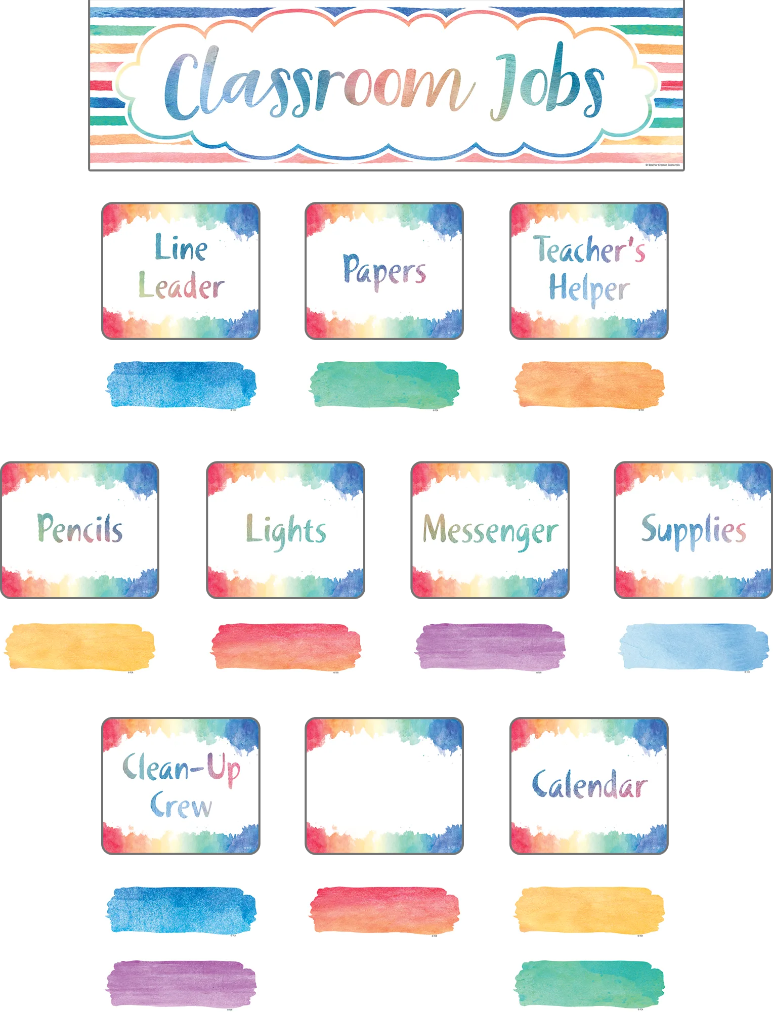 Watercolor Classroom Jobs Mini Bulletin Board