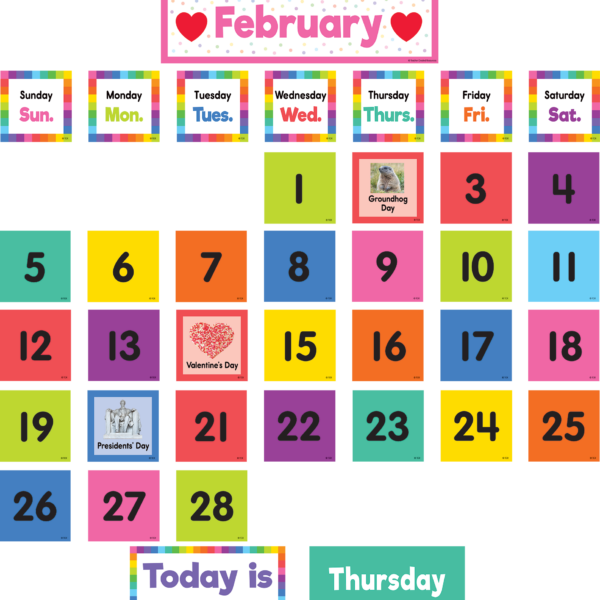 Colorful Calendar Pocket Chart Cards