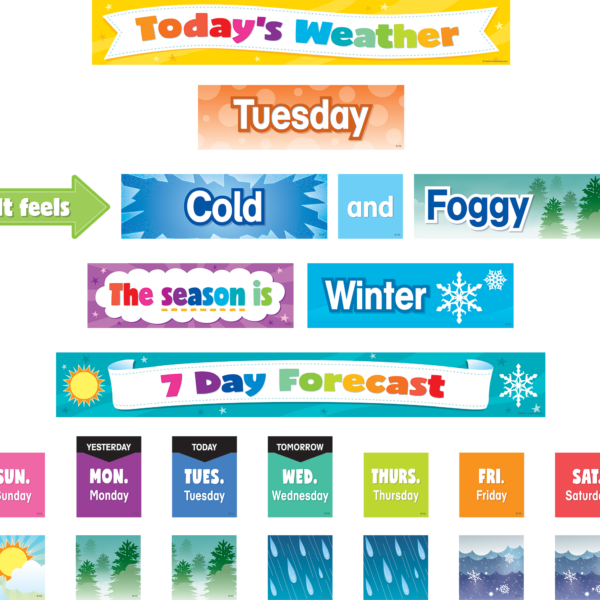 Colorful Weather Pocket Chart Cards
