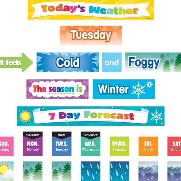 Colorful Weather Pocket Chart Cards