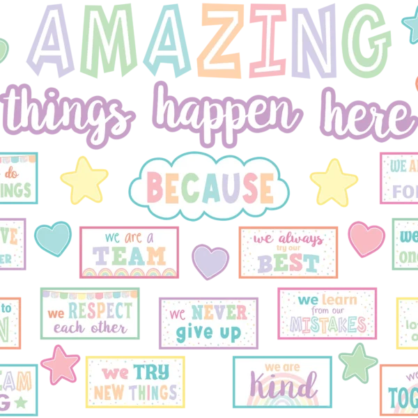 Pastel Pop Amazing Things Happen Here Bulletin Board