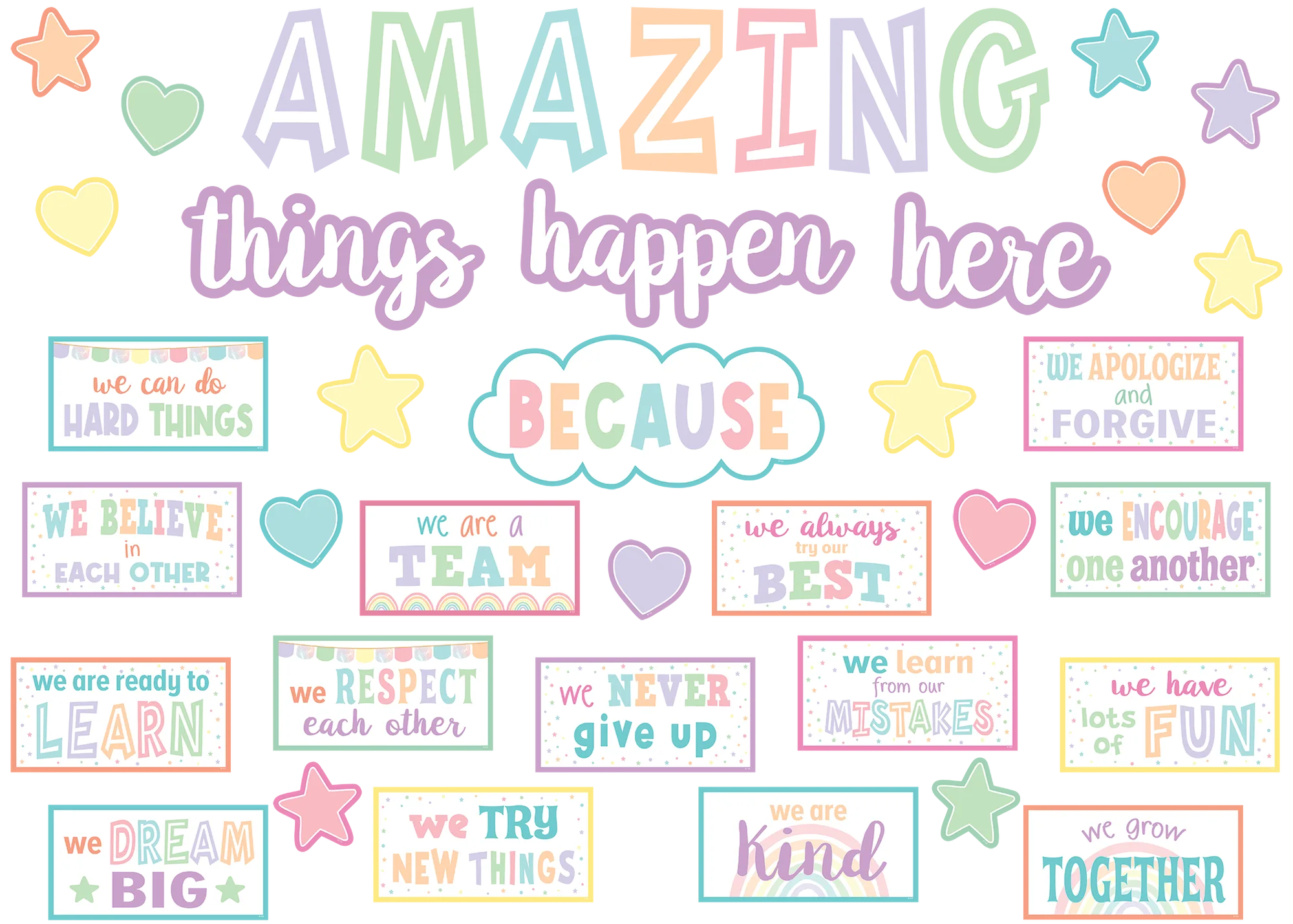Pastel Pop Amazing Things Happen Here Bulletin Board