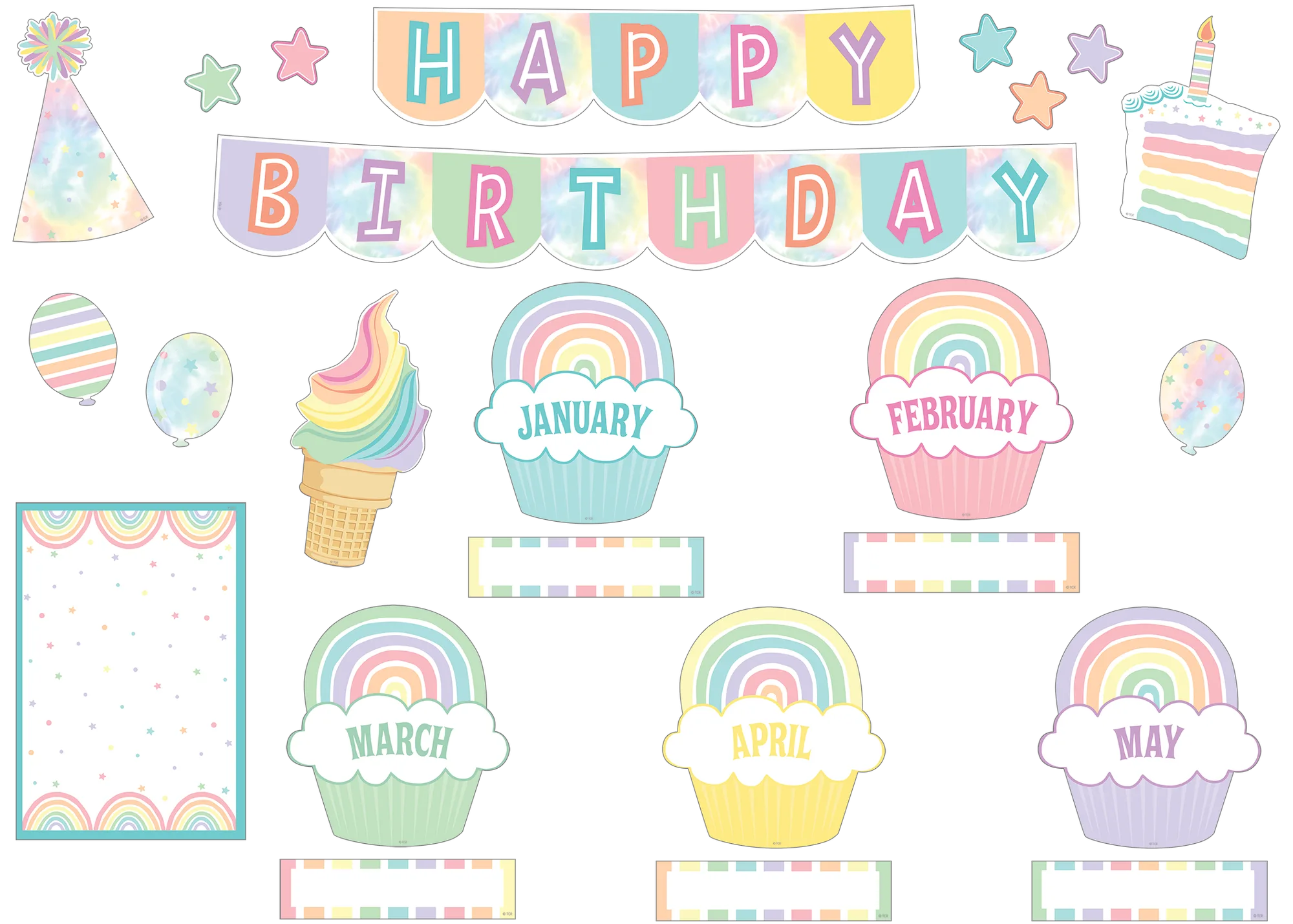 Pastel Pop Happy Birthday Mini Bulletin Board