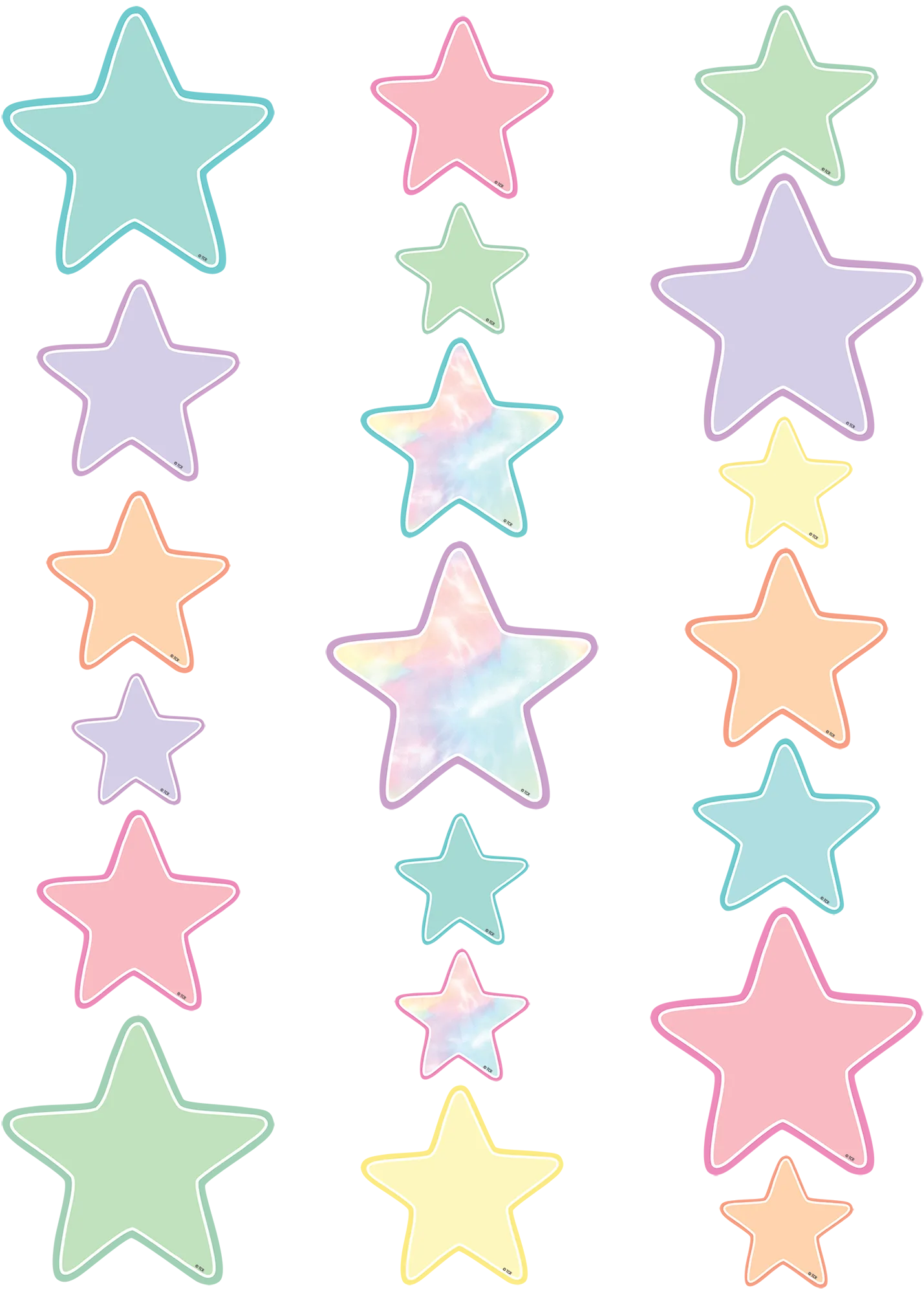 Pastel Pop Stars Accents - Assorted Sizes