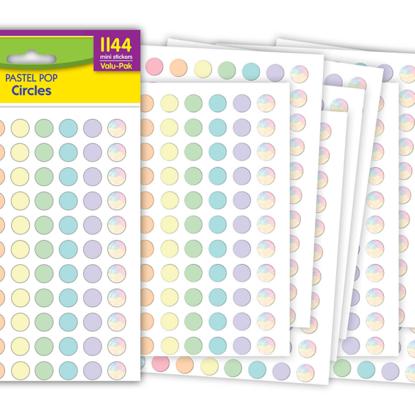 Pastel Pop Circles Mini Stickers Valu-Pak