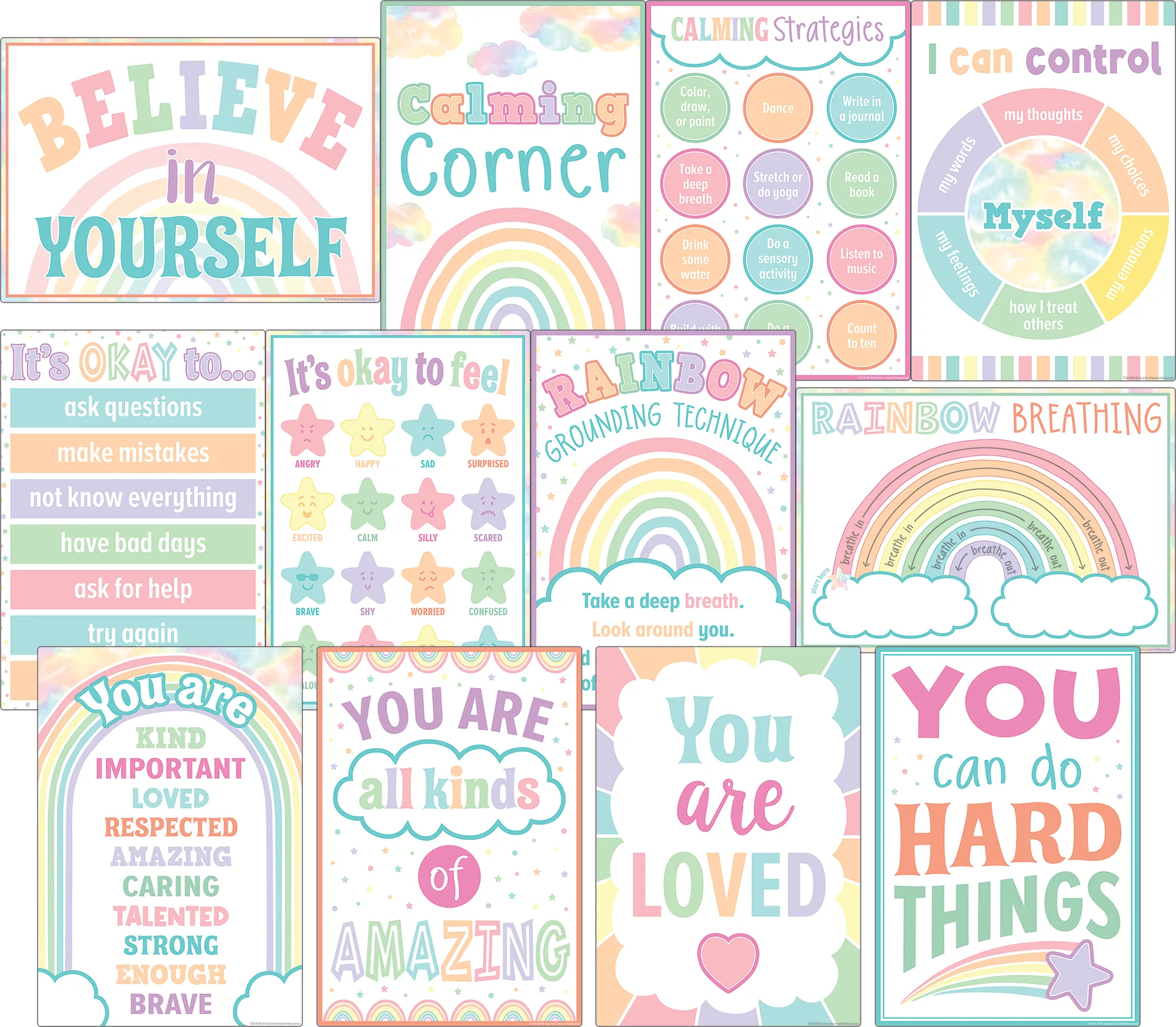 Pastel Pop Calming Strategies Small Poster Pack