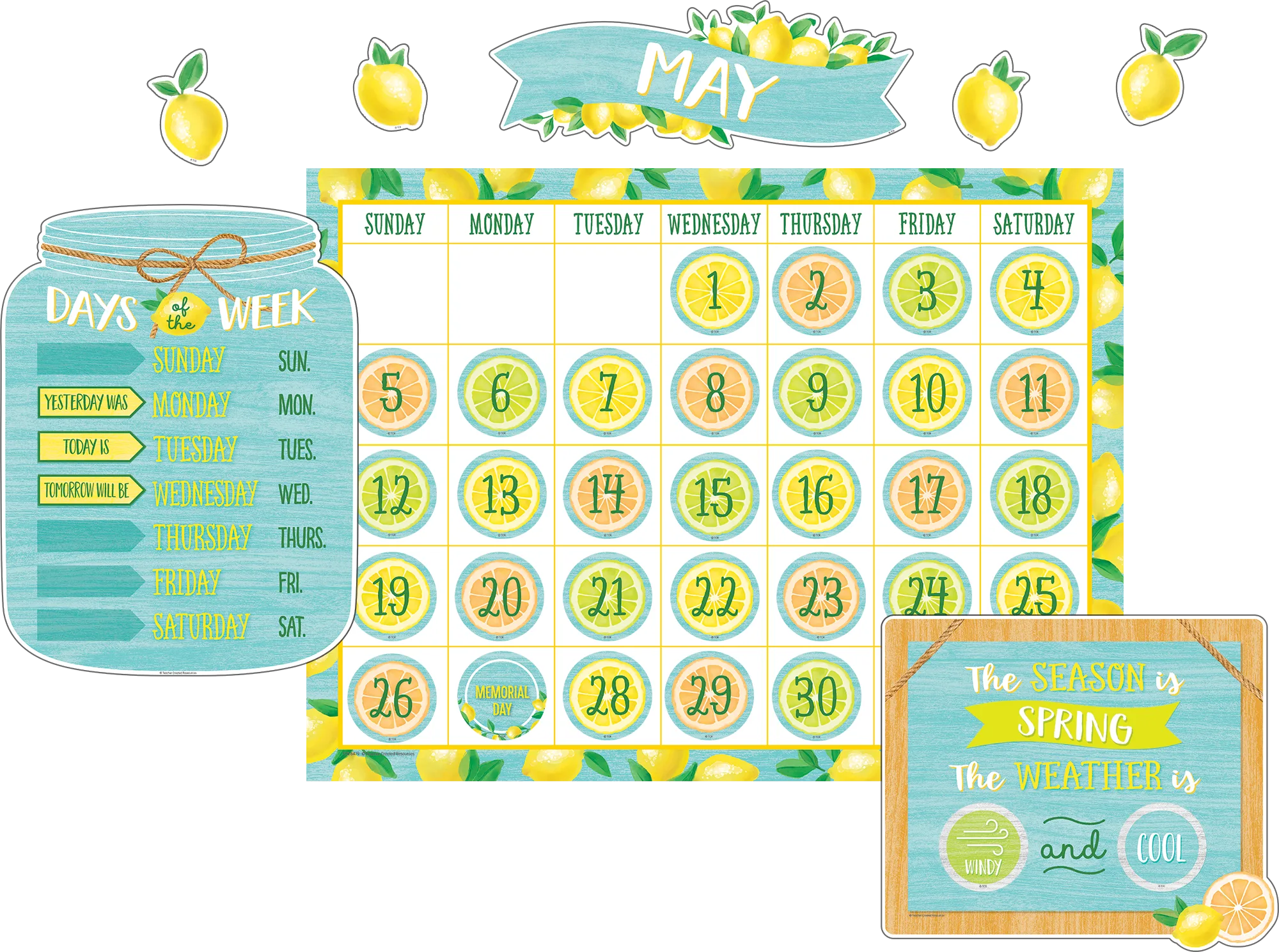 Lemon Zest Calendar Bulletin Board