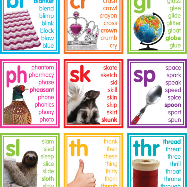 Colorful Photo Cards Digraphs and Blends Bulletin Board