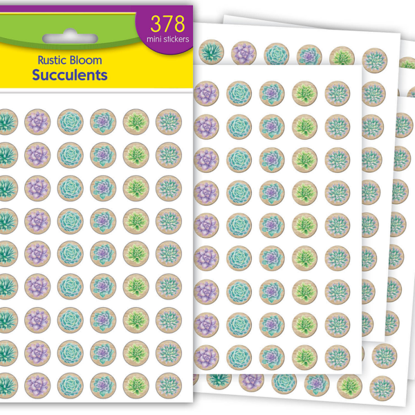 Rustic Bloom Succulents Mini Stickers