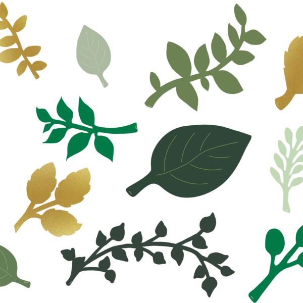 Green and Gold Paper Leaves