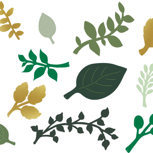 Green and Gold Paper Leaves