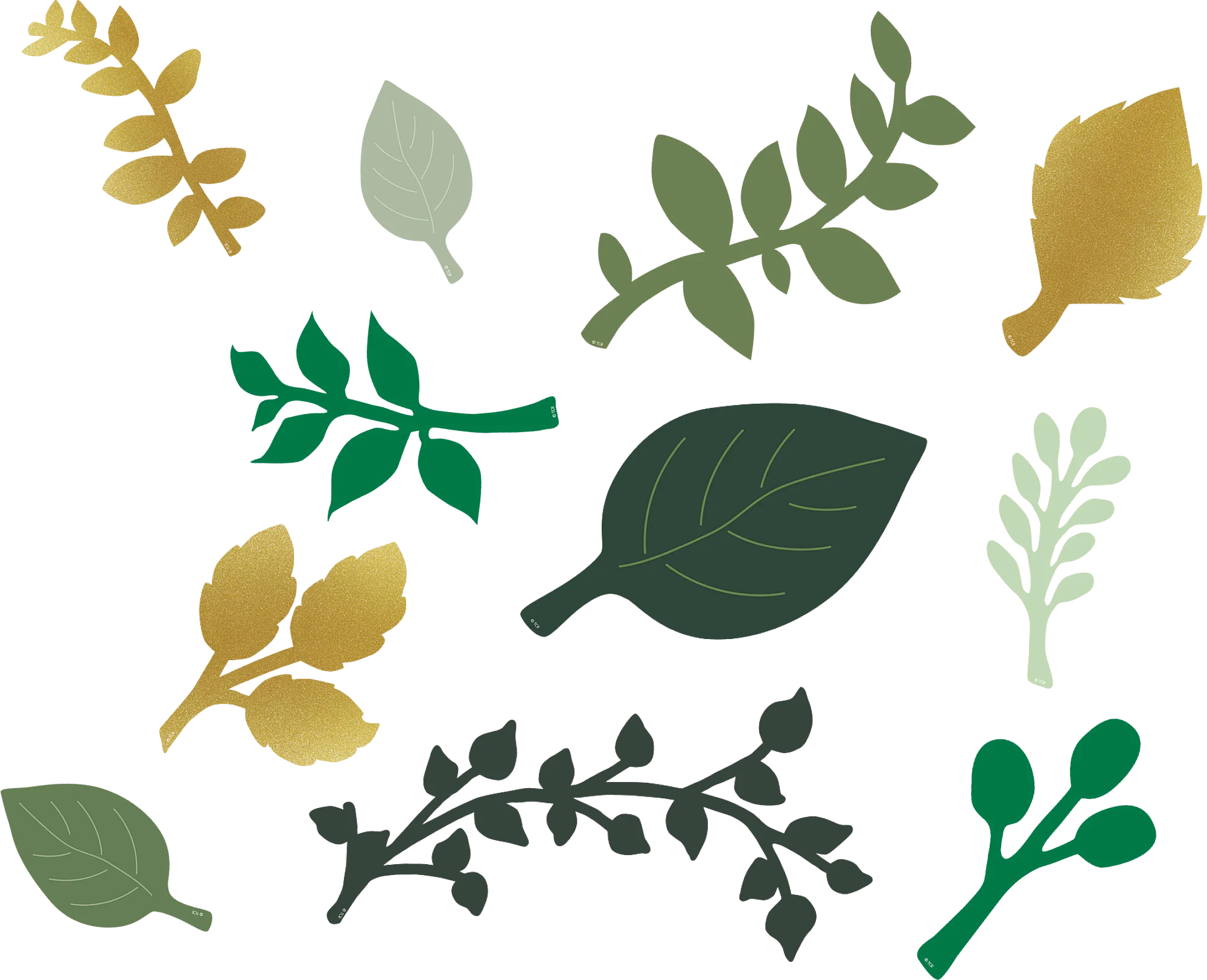Green and Gold Paper Leaves