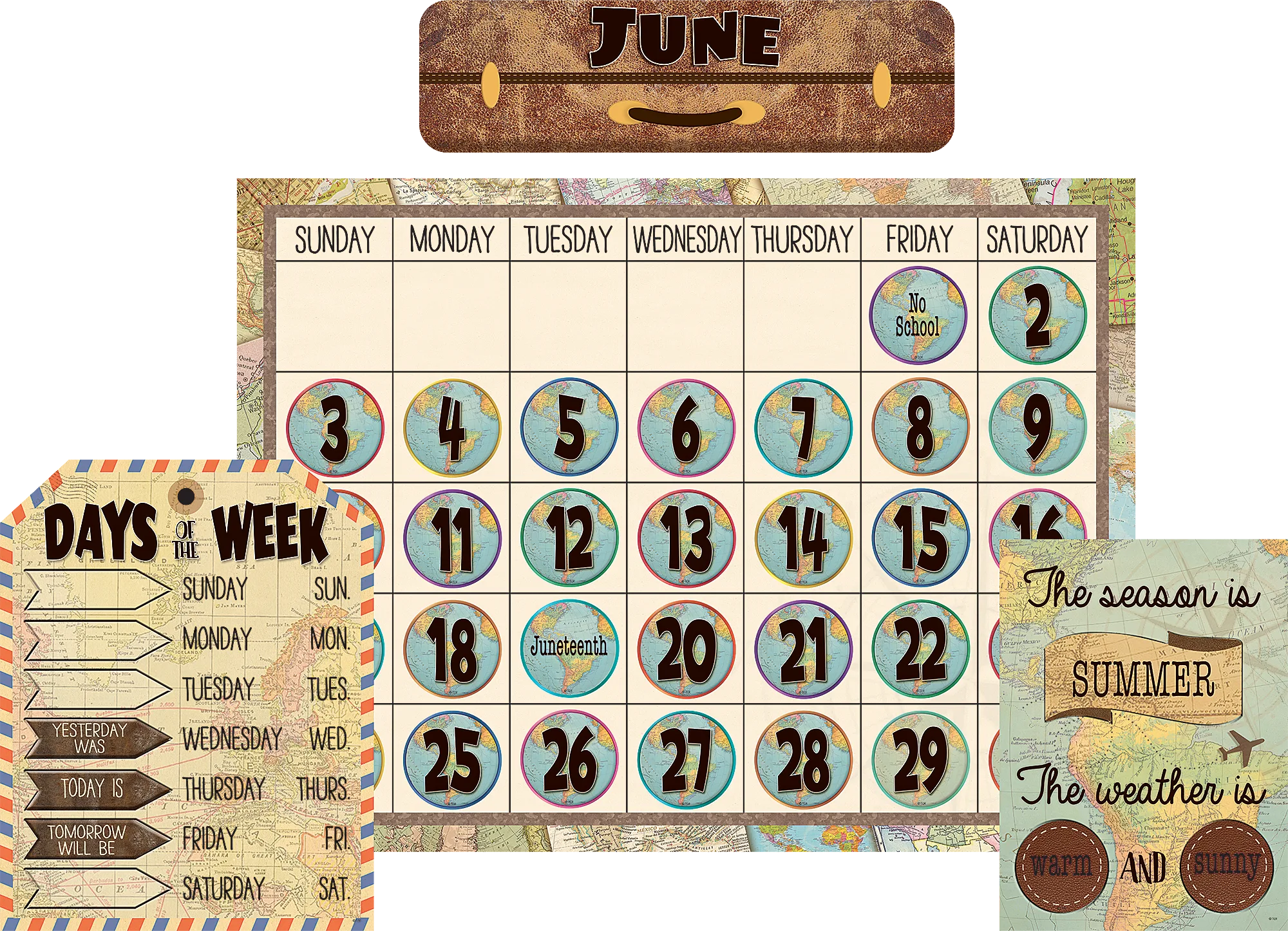 Travel the Map Calendar Bulletin Board