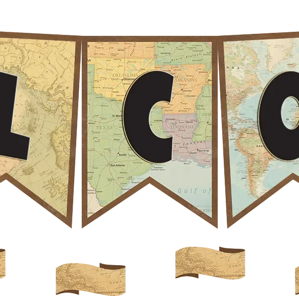 Travel the Map Pennants Welcome Bulletin Board