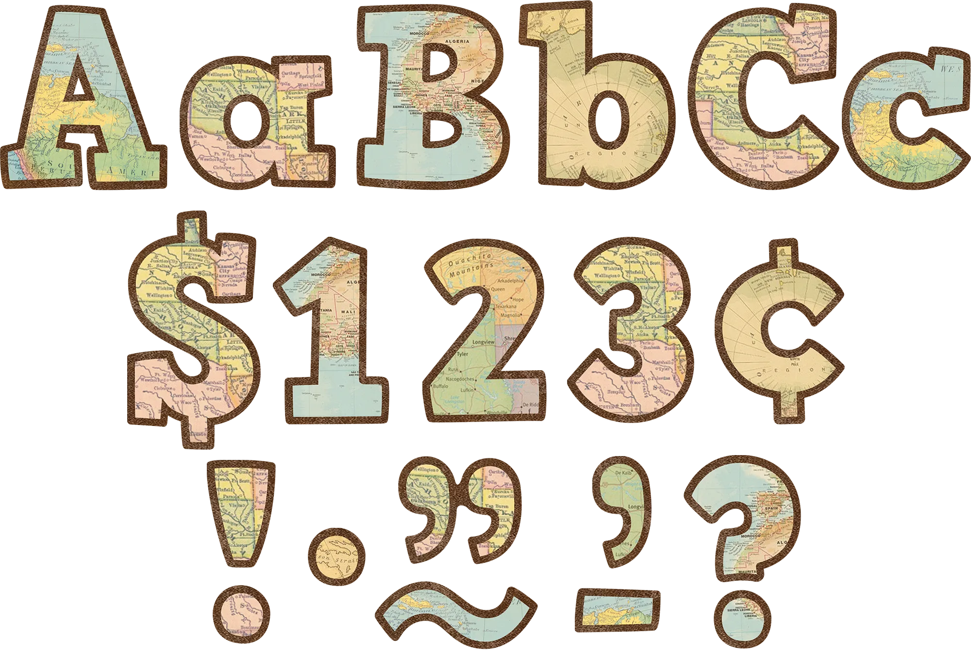 Travel the Map Bold Block 4" Letters Combo Pack