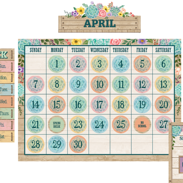 Rustic Bloom Calendar Bulletin Board