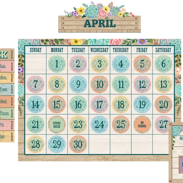 Rustic Bloom Calendar Bulletin Board