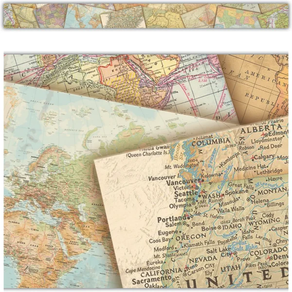 Travel the Map Straight Border Trim