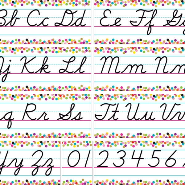 Confetti Cursive Writing Bulletin Board
