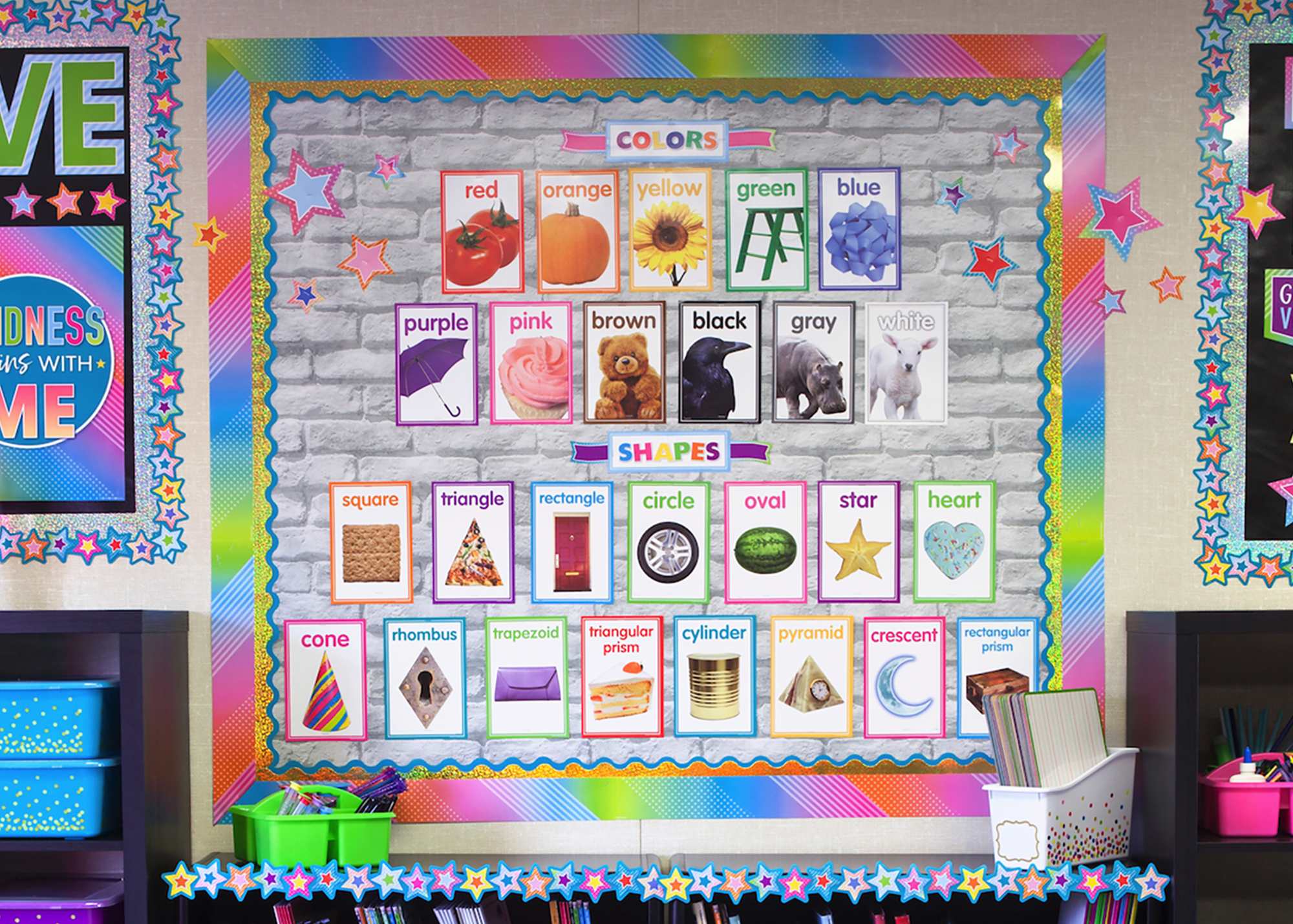 Colorful Photo Shapes & Colors Cards Bulletin Board - Image 2