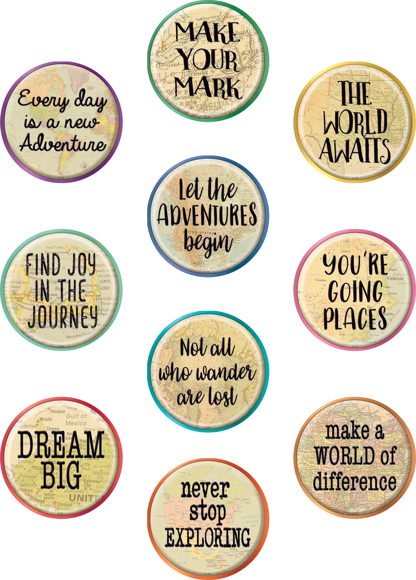 Travel the Map Positive Sayings Accents