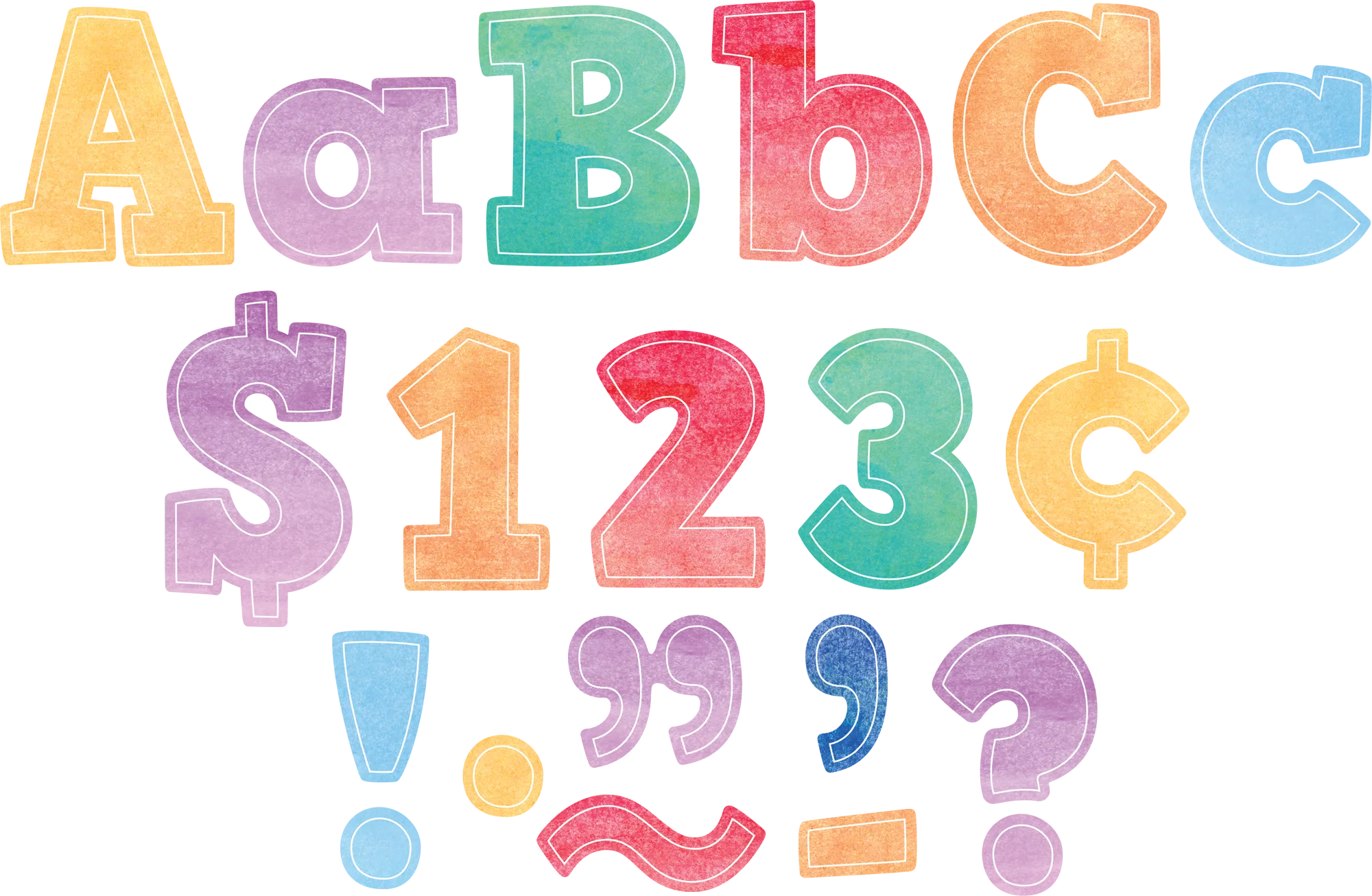 Watercolor Bold Block 4" Letters Combo Pack