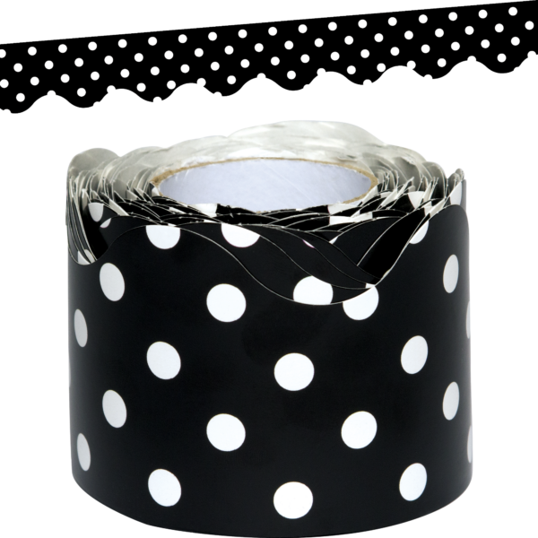 Black Polka Dots Scalloped Rolled Border Trim