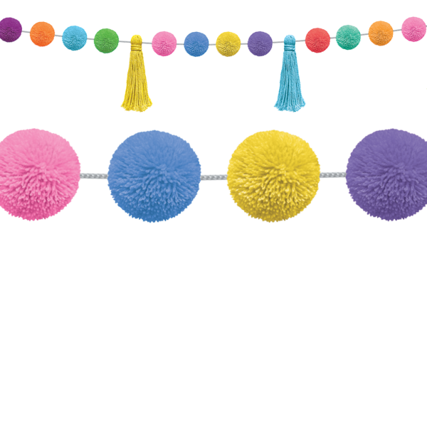 Colorful Pom-Poms and Tassels Garland