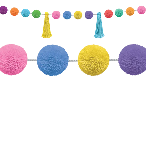 Colorful Pom-Poms and Tassels Garland