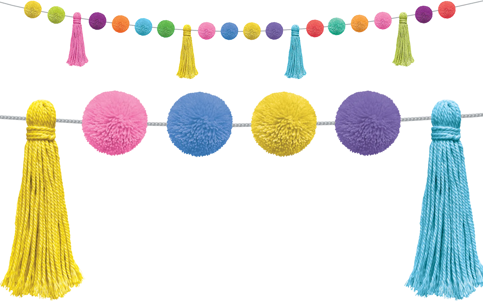 Colorful Pom-Poms and Tassels Garland