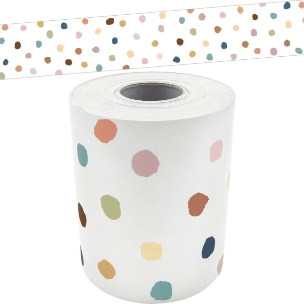 Everyone is Welcome Painted Dots Straight Rolled Border Trim