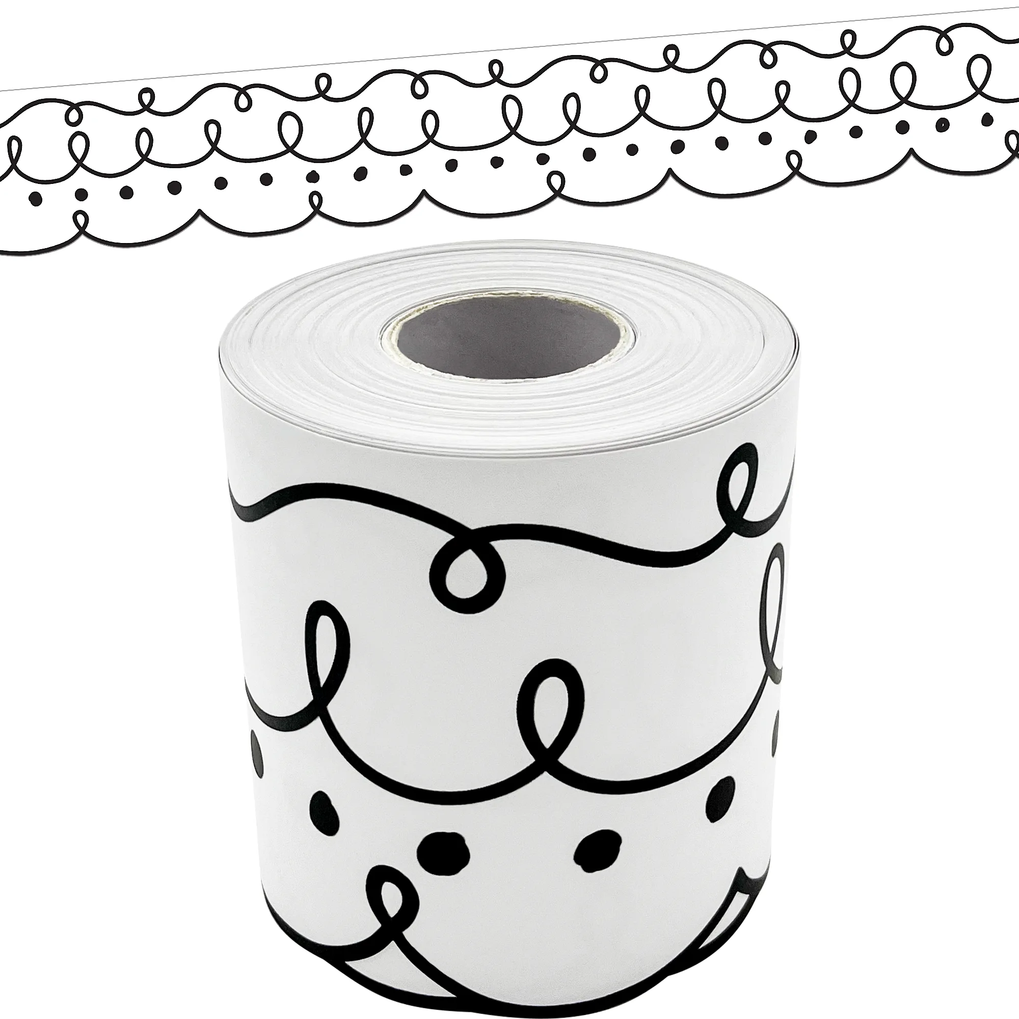 Squiggles and Dots Die-Cut Rolled Border Trim
