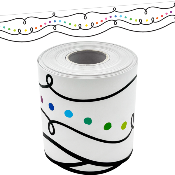Squiggles and Colorful Dots Die-Cut Rolled Border Trim