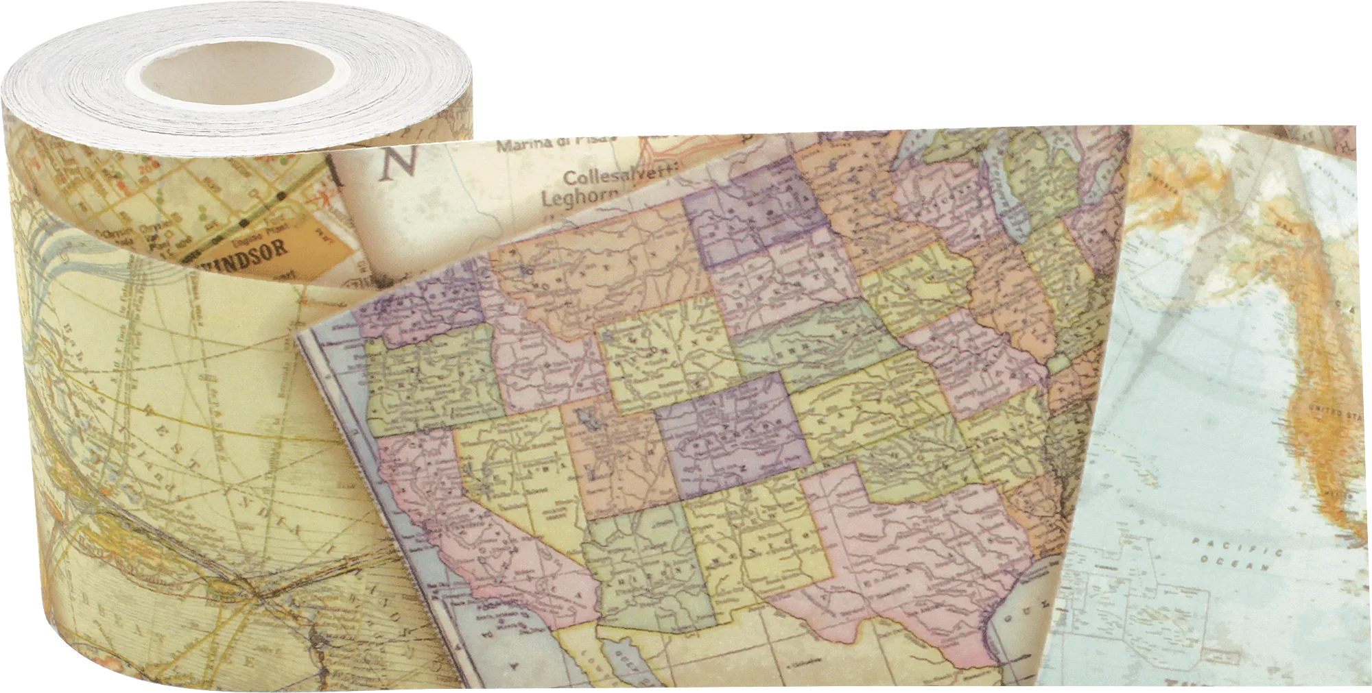 Travel the Map Straight Rolled Border Trim - Image 2