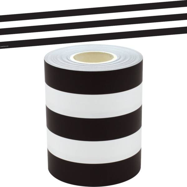 Black & White Stripes Straight Rolled Border Trim