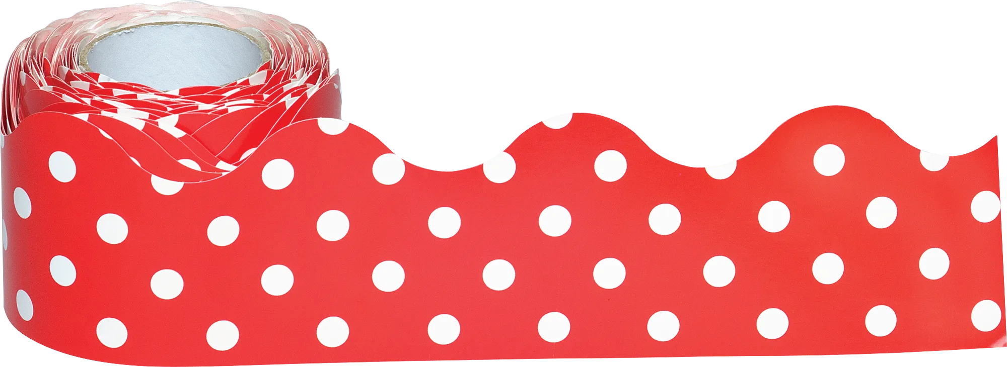 Red Polka Dots Scalloped Rolled Border Trim - Image 2