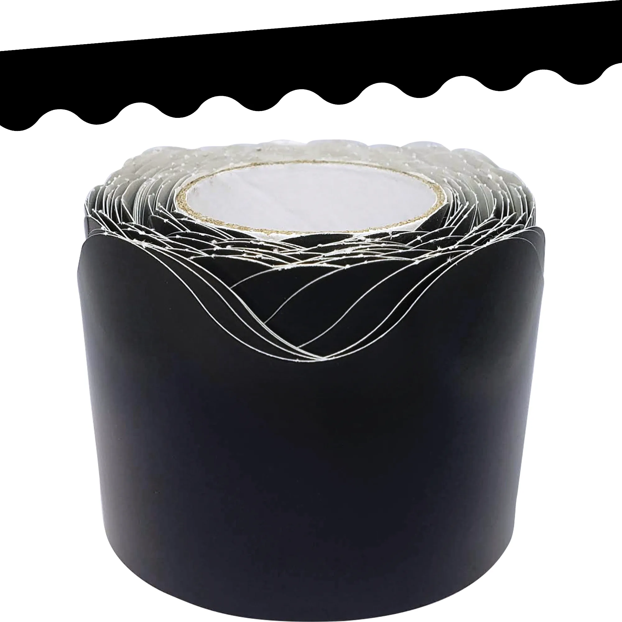 Black Scalloped Rolled Border Trim