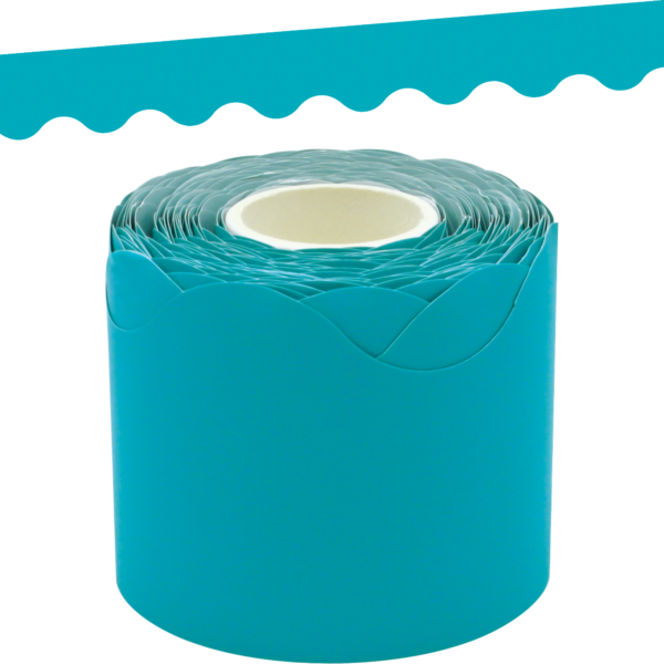 Teal Scalloped Rolled Border Trim