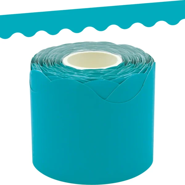 Teal Scalloped Rolled Border Trim