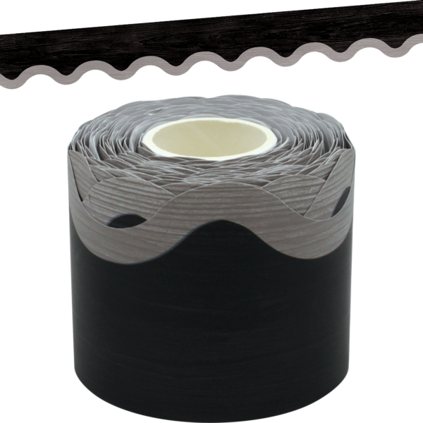 Modern Farmhouse Black with Gray Scalloped Rolled Border Trim