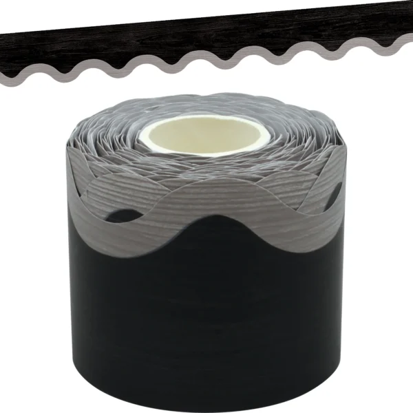 Modern Farmhouse Black with Gray Scalloped Rolled Border Trim