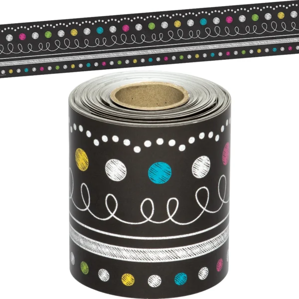 Chalkboard Brights Straight Rolled Border Trim